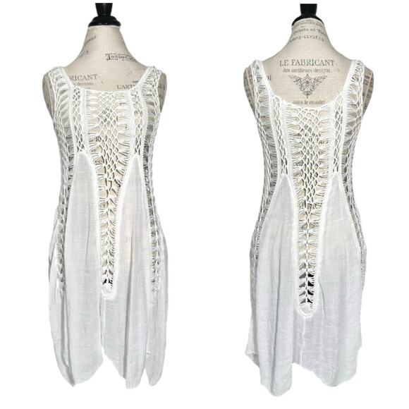 Unbranded | Women | Off White Open Crochet Knit Beach Cover Up Dress | Size M-L - Picture 1 of 9